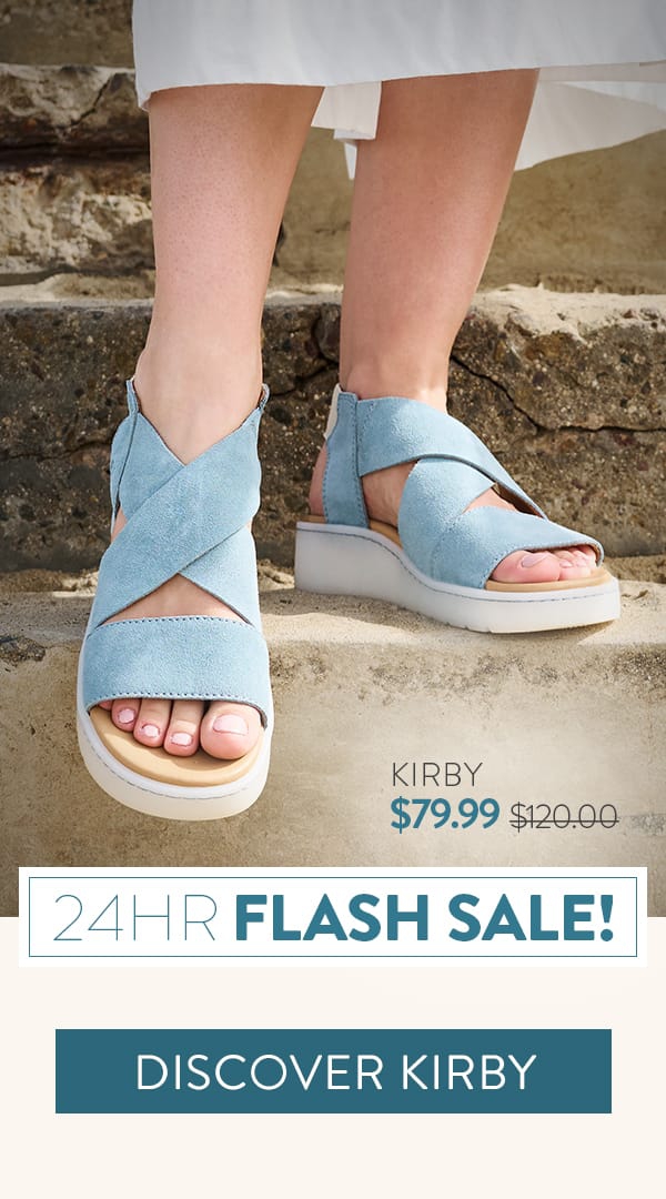24HR Flash Sale! Discover Kirby ankle strap sandal in light blue suede. $79.99 was $120. 