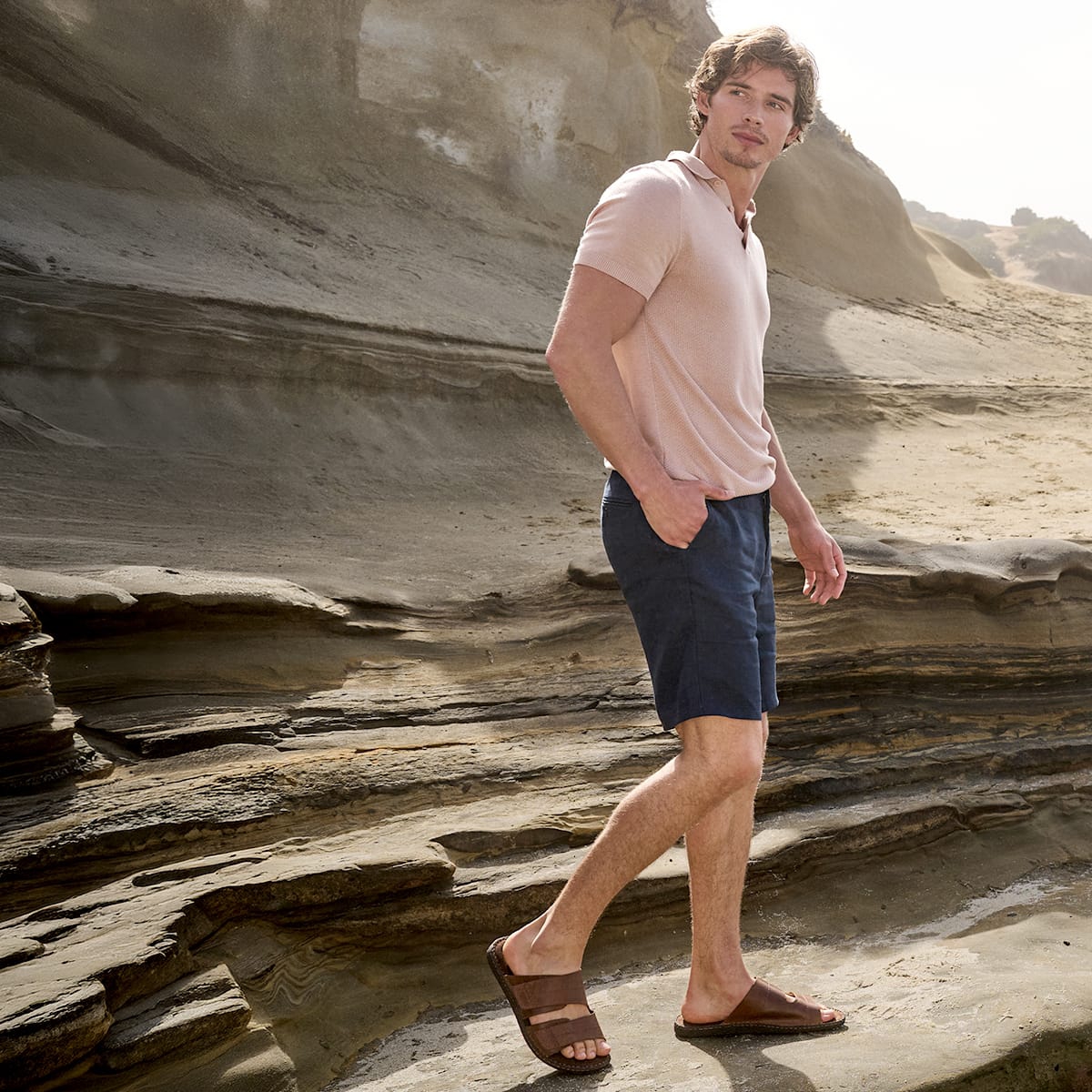 Men's Jax slide sandal in brown.