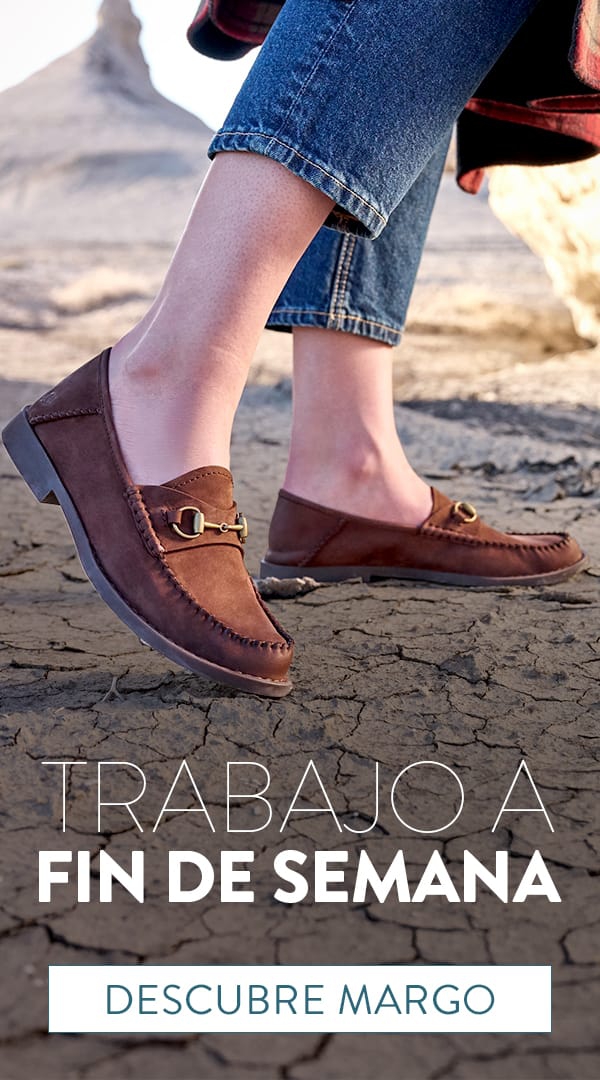 Trabajo a Fin de Semana. Descubre Margo. Estilo destacado: mocas&iacute;n Margo en gamuza caf&eacute;.