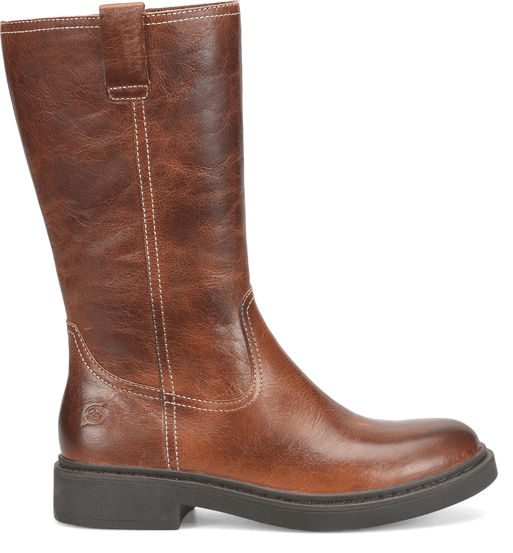 Bota media ca&ntilde;a Bradey en piel caf&eacute;.