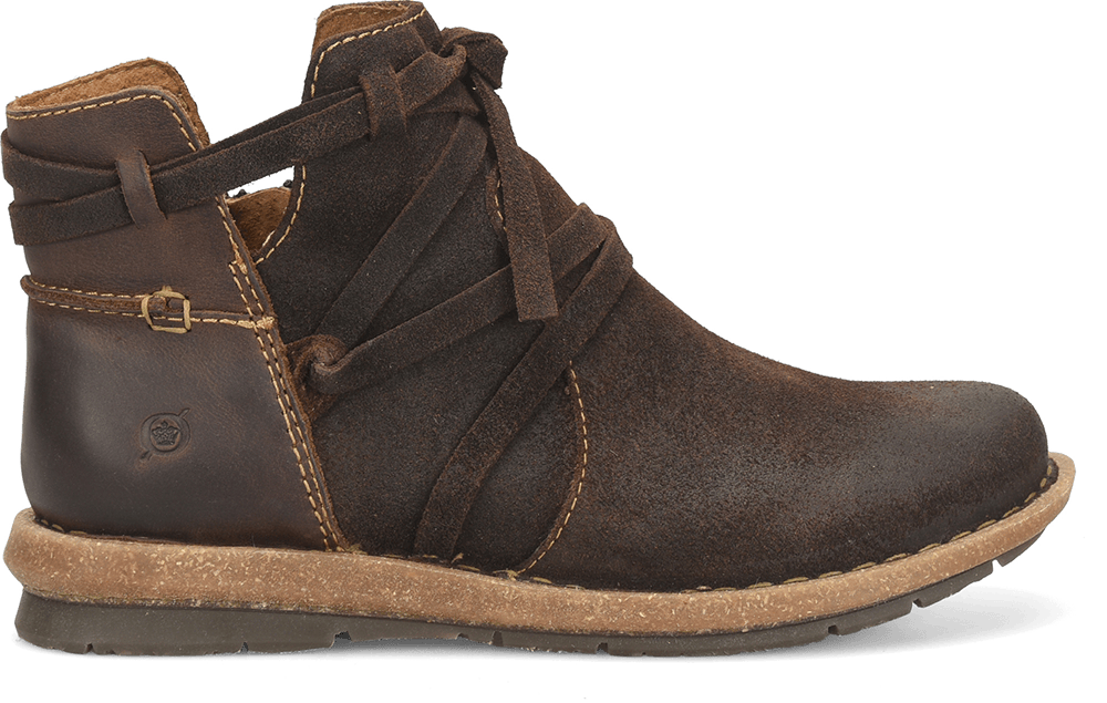 Tarkiln bootie in dark brown suede.