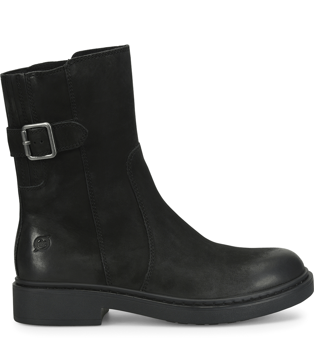 Bota media ca&ntilde;a Boyer en gamuza negra.
